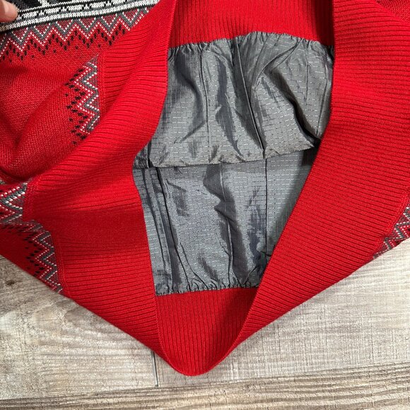 Spyder Wind Stopper Wool Red Gray Sweater Jacket 1/4 Zip Lined Mens Size Large - Picture 6 of 11